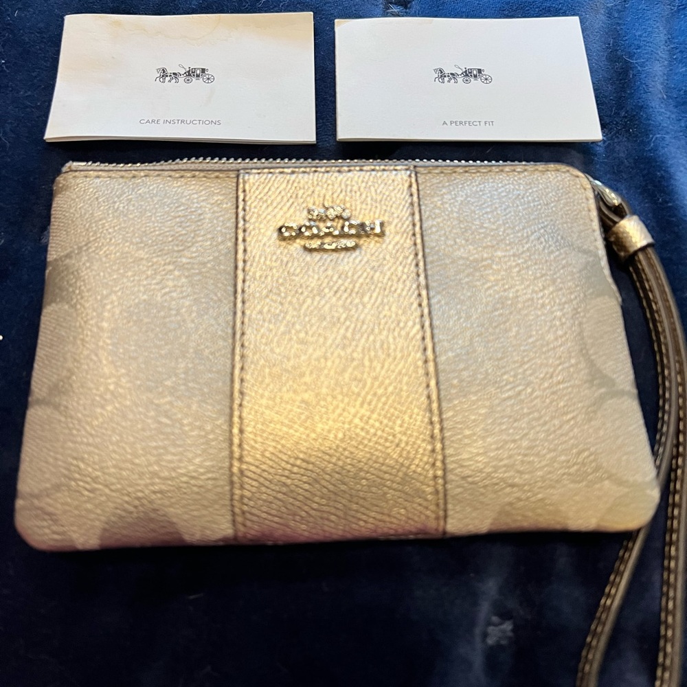 Gold Coach small corner wristlet